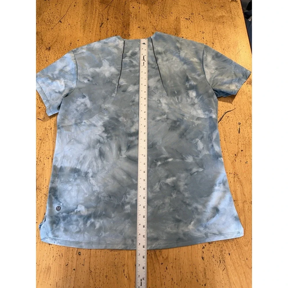 Lululemon Always Agile Mens Shirt L Short Sleeve Diamond Dye Asphalt Tie Print